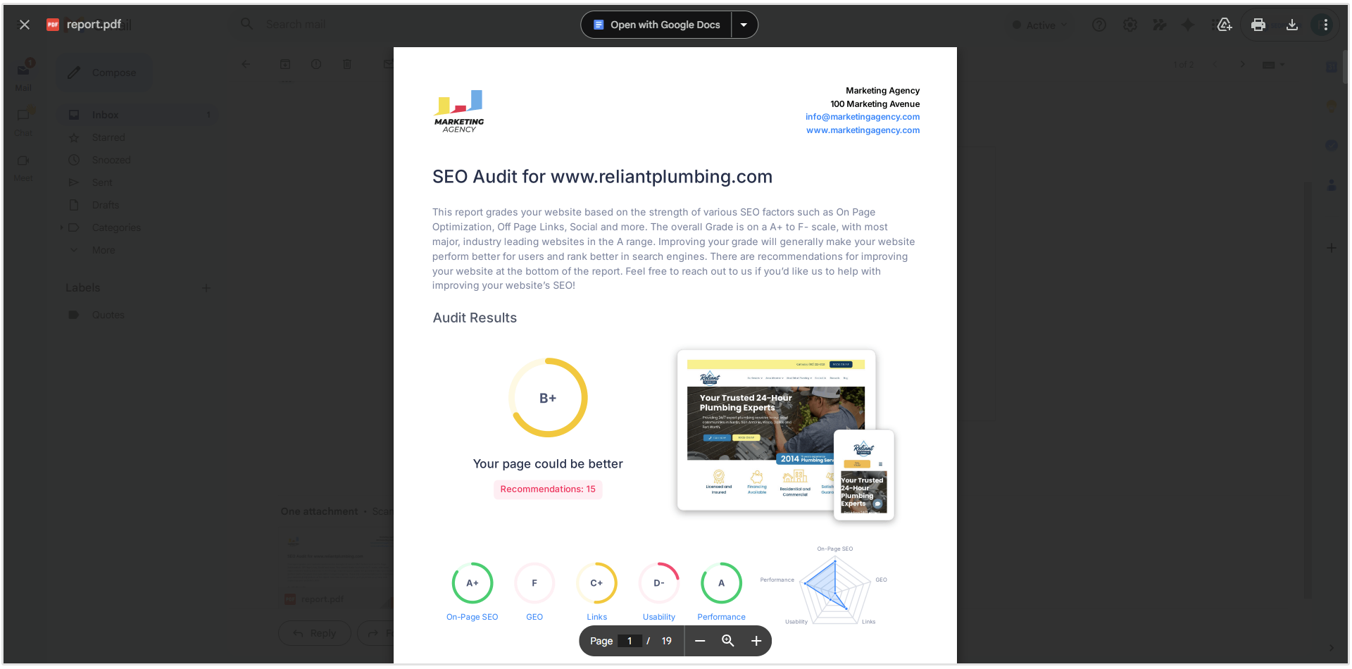 SEO PDF-rapport